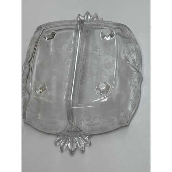 Fostoria · Chintz Etched Glass · Divided Dish · Rose Floral Pattern · Clear - Picture 7 of 10